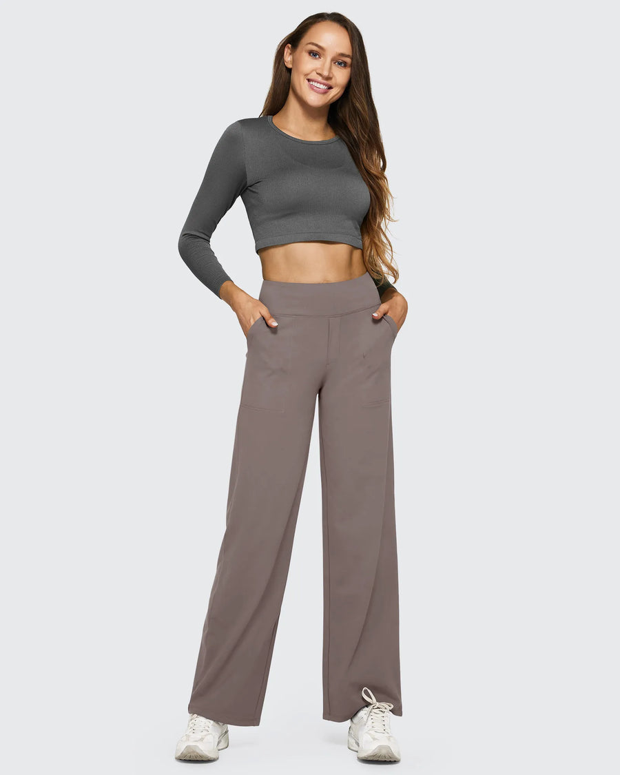 Women's Stretch High Waist Flare Pants – Casual Office Wear